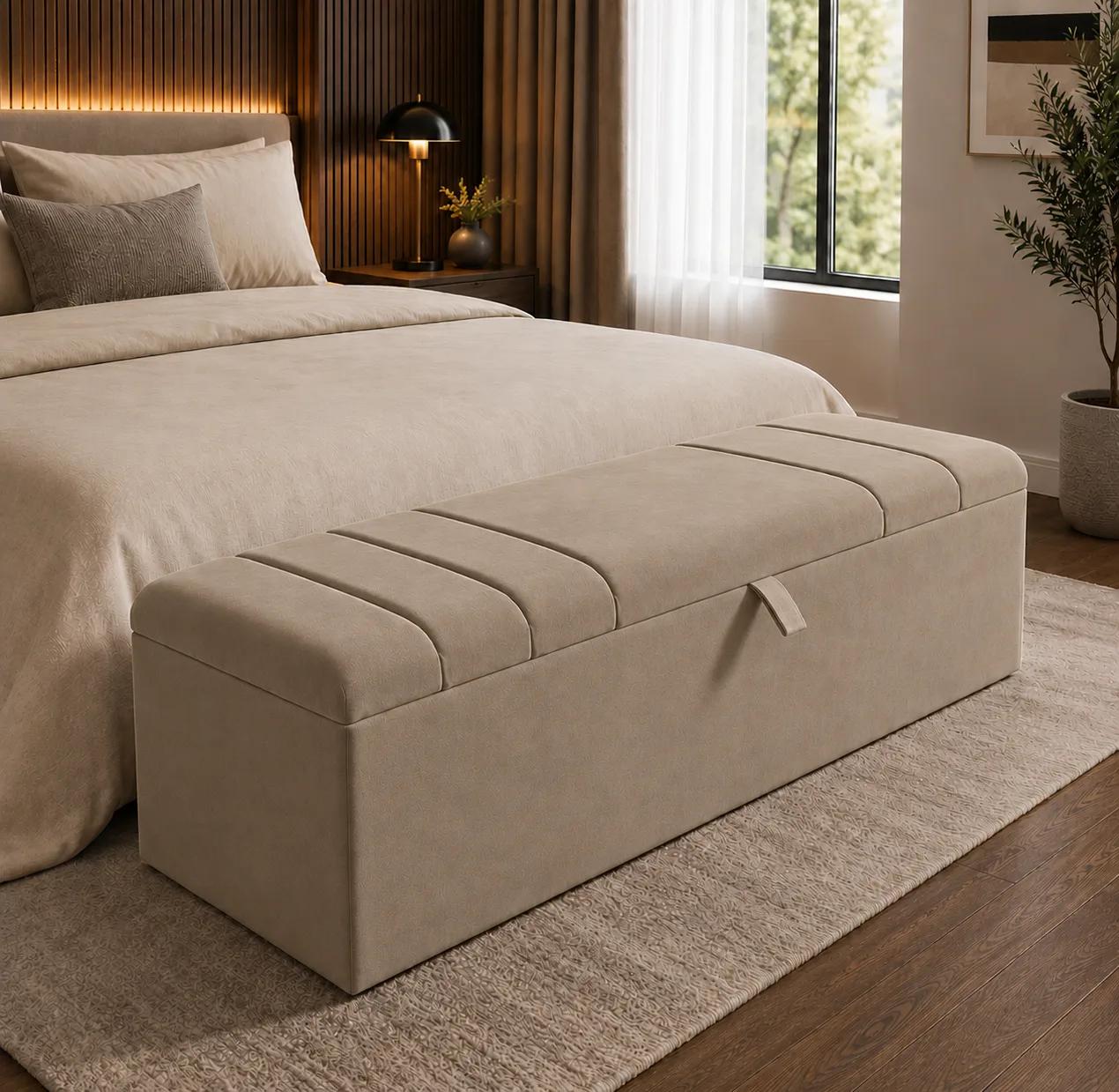 Dallas Ottoman Storage Box in Almond Coniston