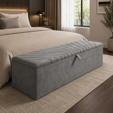 Emerald Stripe Ottoman Storage Box