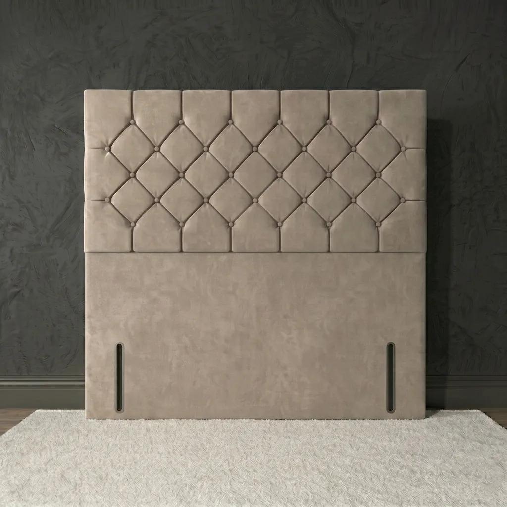 Diamond Tuft Floor Standing Headboard in Almond Coniston