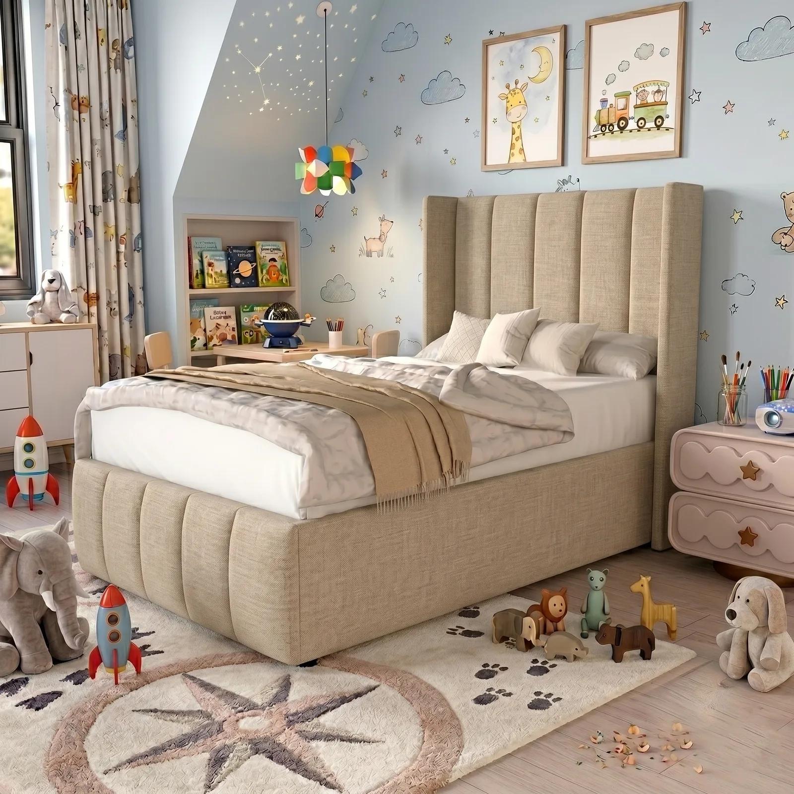 Sandstone Kids Wingback Bed in Almond Coniston
